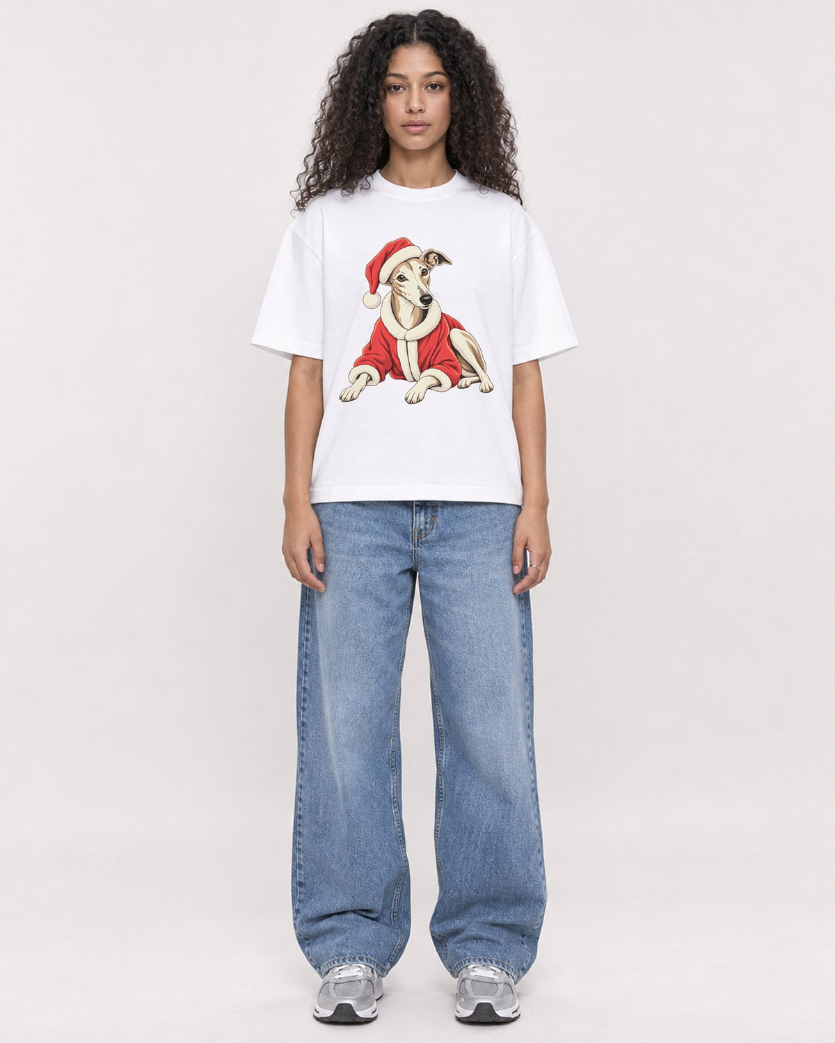 Mockup Boxy Heavyweight Tee White female full-body 10