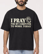 Mockup Boxy Heavyweight Tee Black male close-up 17