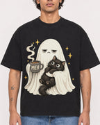 Mockup Boxy Heavyweight Tee Black male close-up 30
