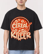 Mockup Boxy Heavyweight Tee Black male close-up 13