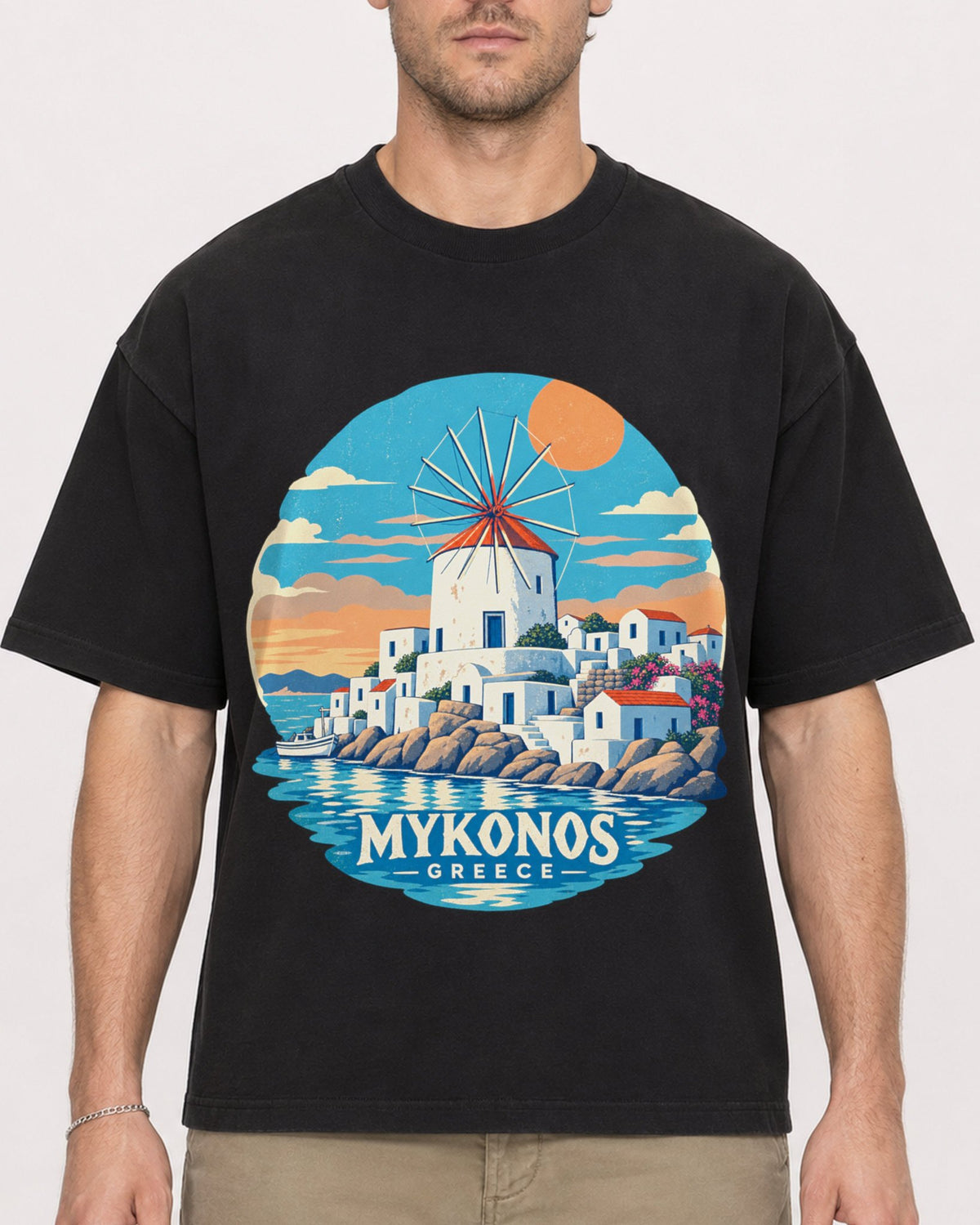 Mockup Boxy Heavyweight Tee Black male close-up 08