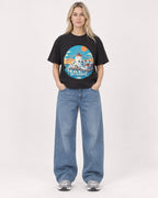 Mockup Boxy Heavyweight Tee Black female full-body 08