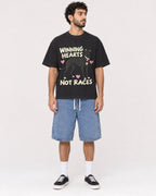 Mockup Boxy Heavyweight Tee Black male full-body 27
