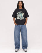 Mockup Boxy Heavyweight Tee Black female full-body 04