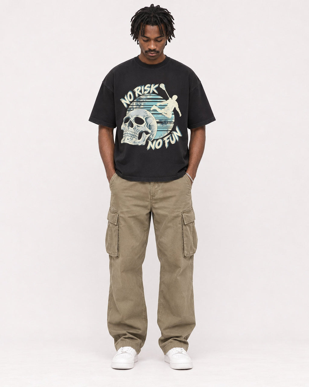 Mockup Boxy Heavyweight Tee Black male full-body 04