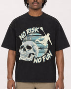 Mockup Boxy Heavyweight Tee Black male close-up 04