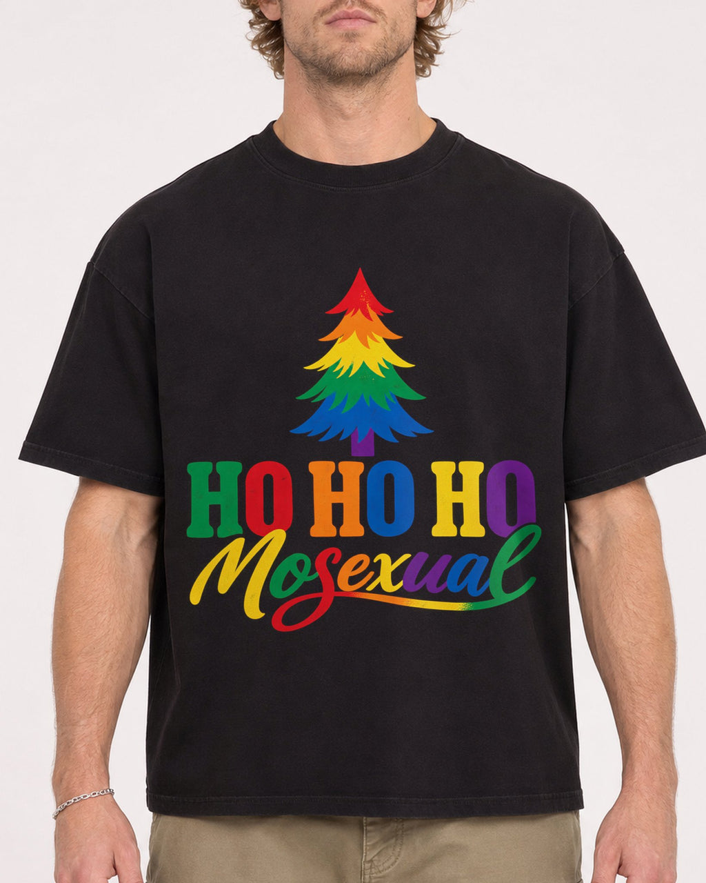 Mockup Boxy Heavyweight Tee Black male close-up 28