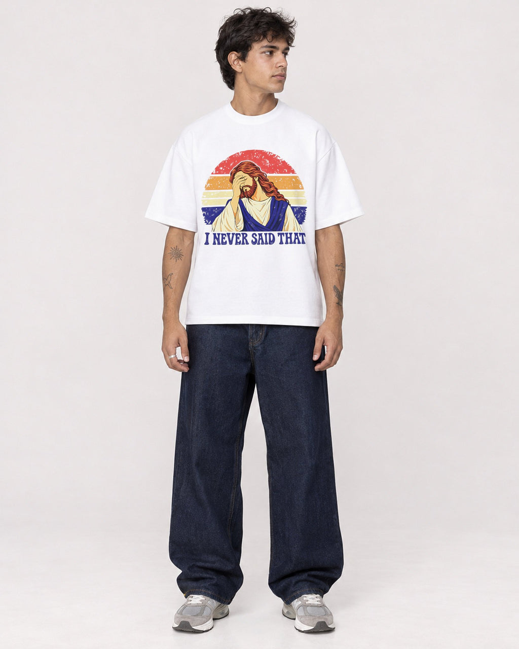 Mockup Boxy Heavyweight Tee White male full-body 06