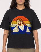 Mockup Boxy Heavyweight Tee Black female close-up 06