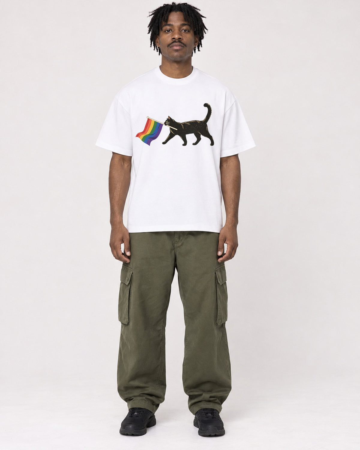 Mockup Boxy Heavyweight Tee White male full-body 04
