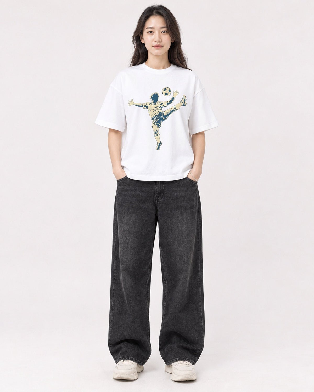 Mockup Boxy Heavyweight Tee White female full-body 03