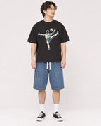 Mockup Boxy Heavyweight Tee Black male full-body 03