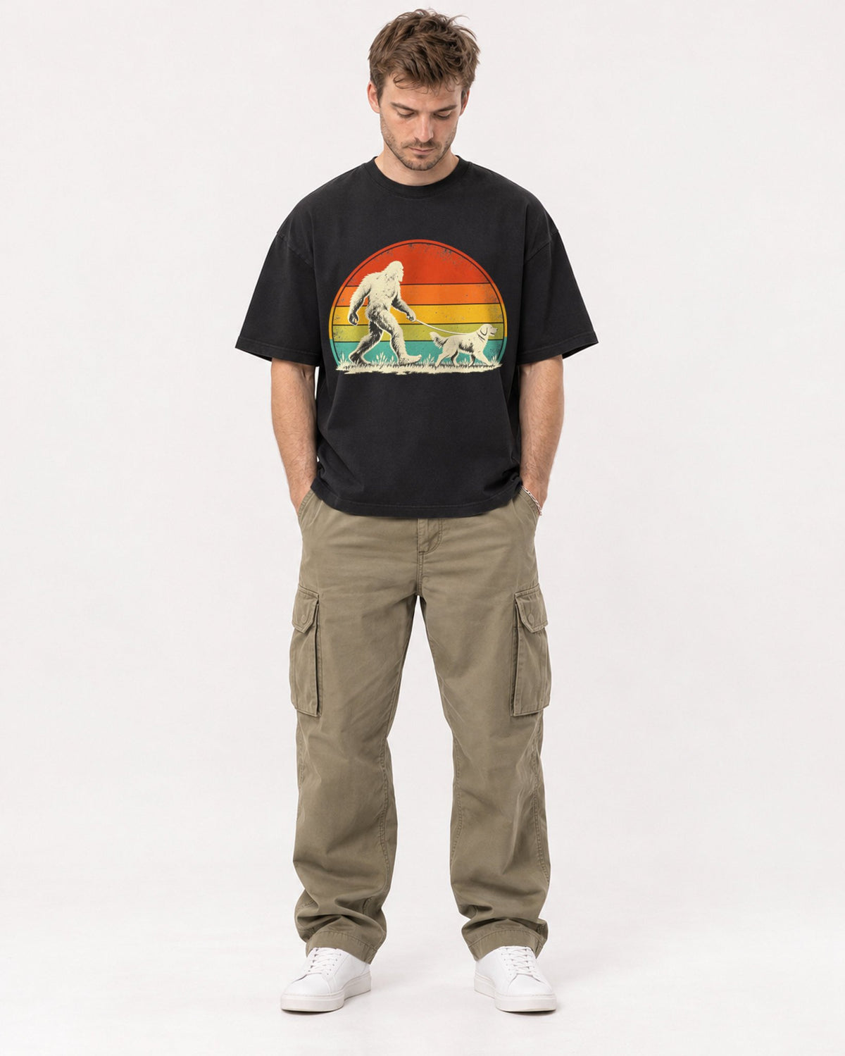 Mockup Boxy Heavyweight Tee Black male full-body 08