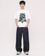 Mockup Boxy Heavyweight Tee White male full-body 01