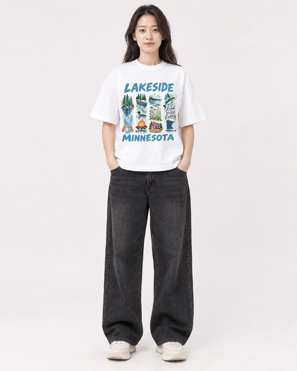 Mockup Boxy Heavyweight Tee White female full-body 03