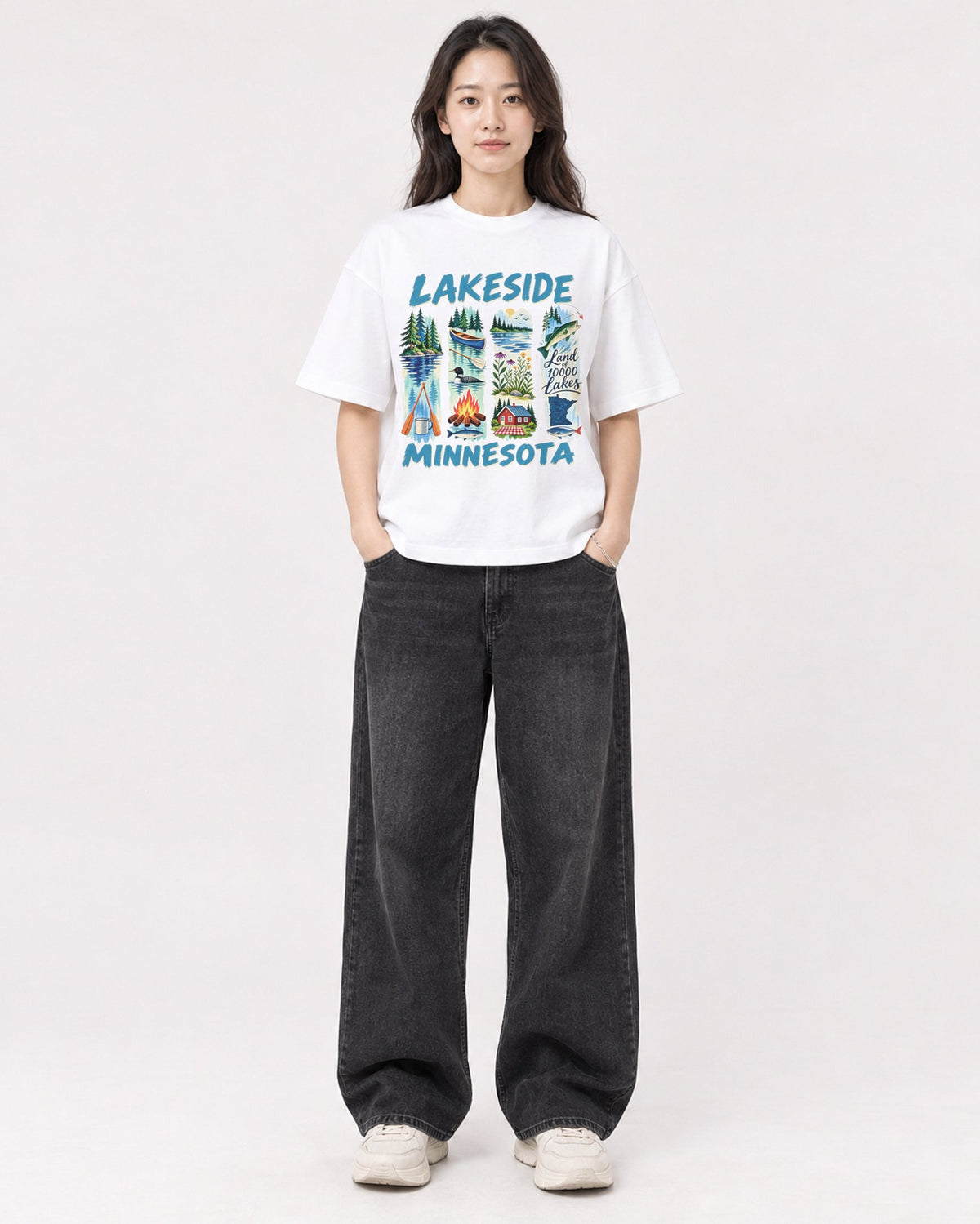 Mockup Boxy Heavyweight Tee White female full-body 03