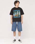Mockup Boxy Heavyweight Tee Black male full-body 03