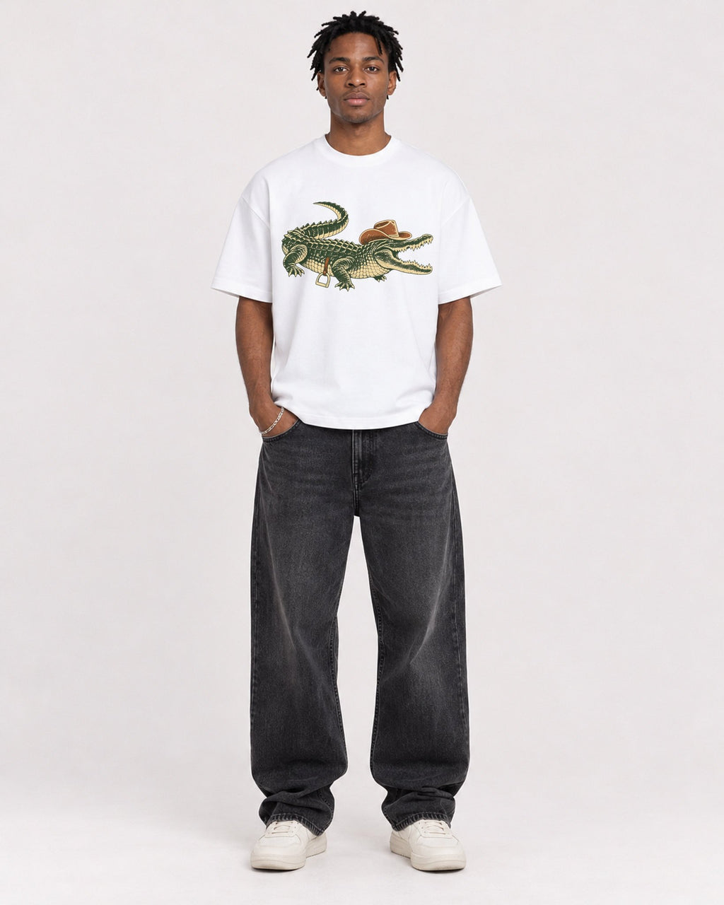 Mockup Boxy Heavyweight Tee White male full-body 05