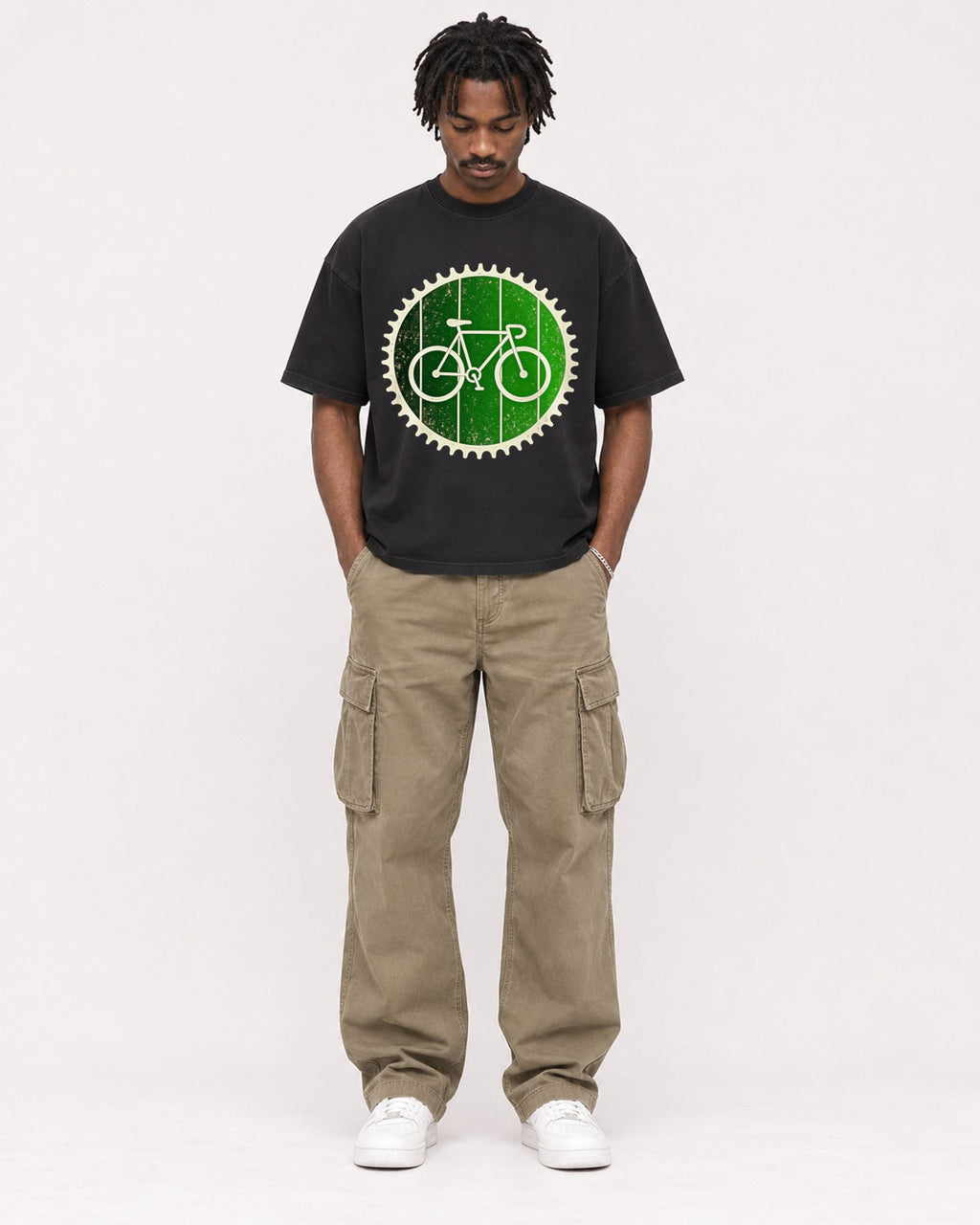 Mockup Boxy Heavyweight Tee Black male full-body 04