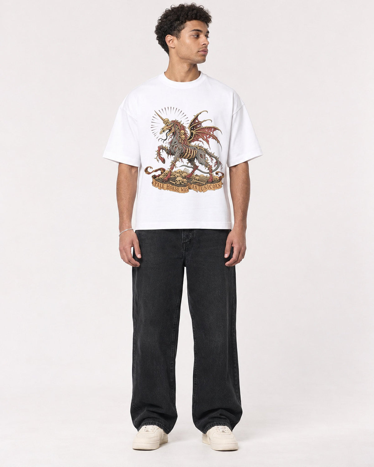Mockup Boxy Heavyweight Tee White male full-body 10