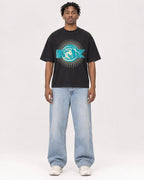 Mockup Boxy Heavyweight Tee Black male full-body 05