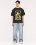 Mockup Boxy Heavyweight Tee Black male full-body 13