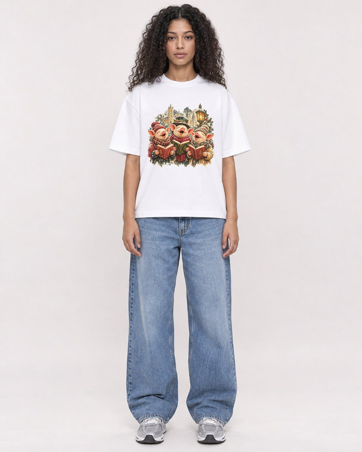 Mockup Boxy Heavyweight Tee White female full-body 10