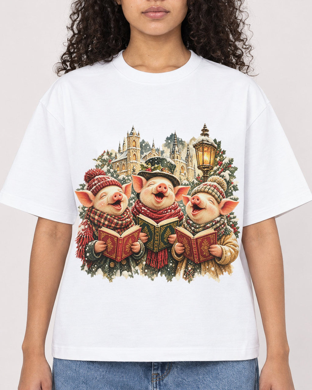 Mockup Boxy Heavyweight Tee White female close-up 10