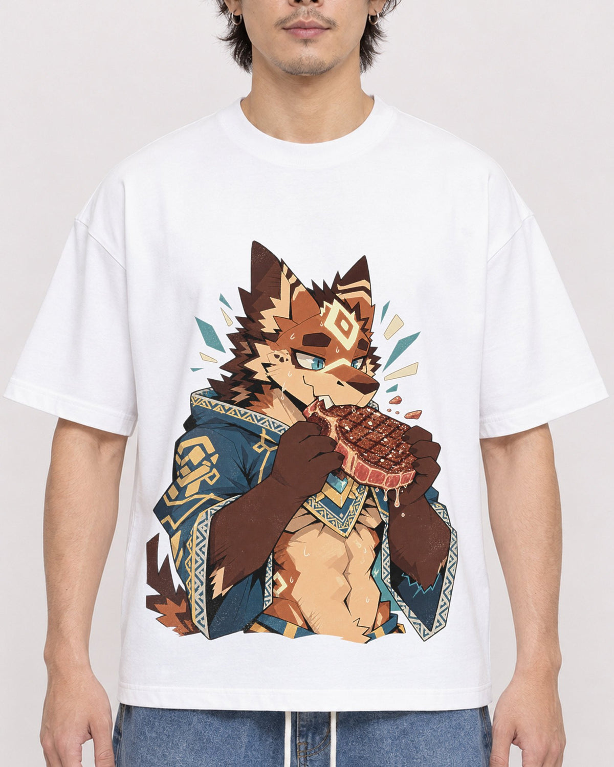 Mockup Boxy Heavyweight Tee White male close-up 03