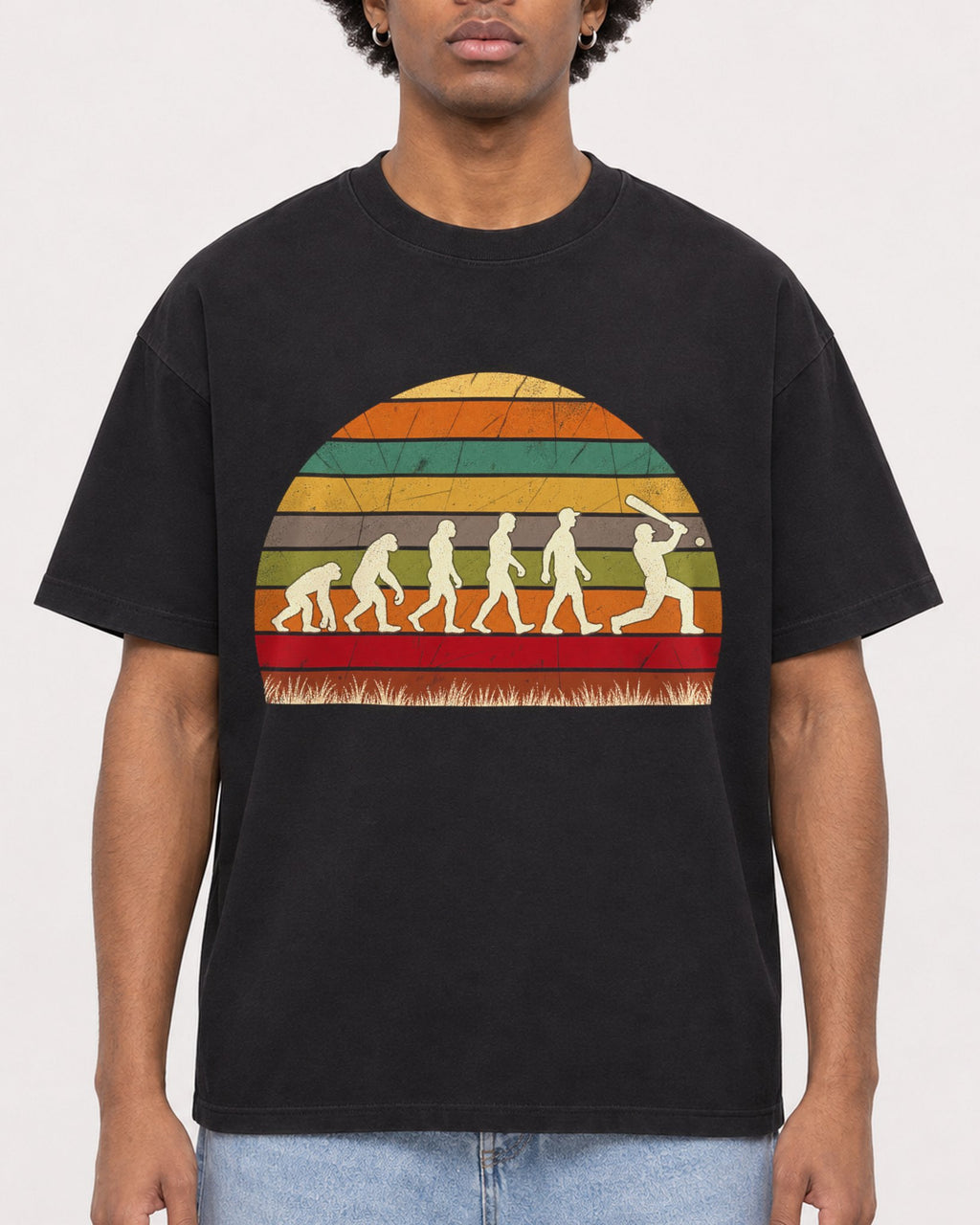 Mockup Boxy Heavyweight Tee Black male close-up 45