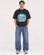 Mockup Boxy Heavyweight Tee Black male full-body 10