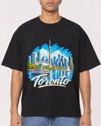 Mockup Boxy Heavyweight Tee Black male close-up 10