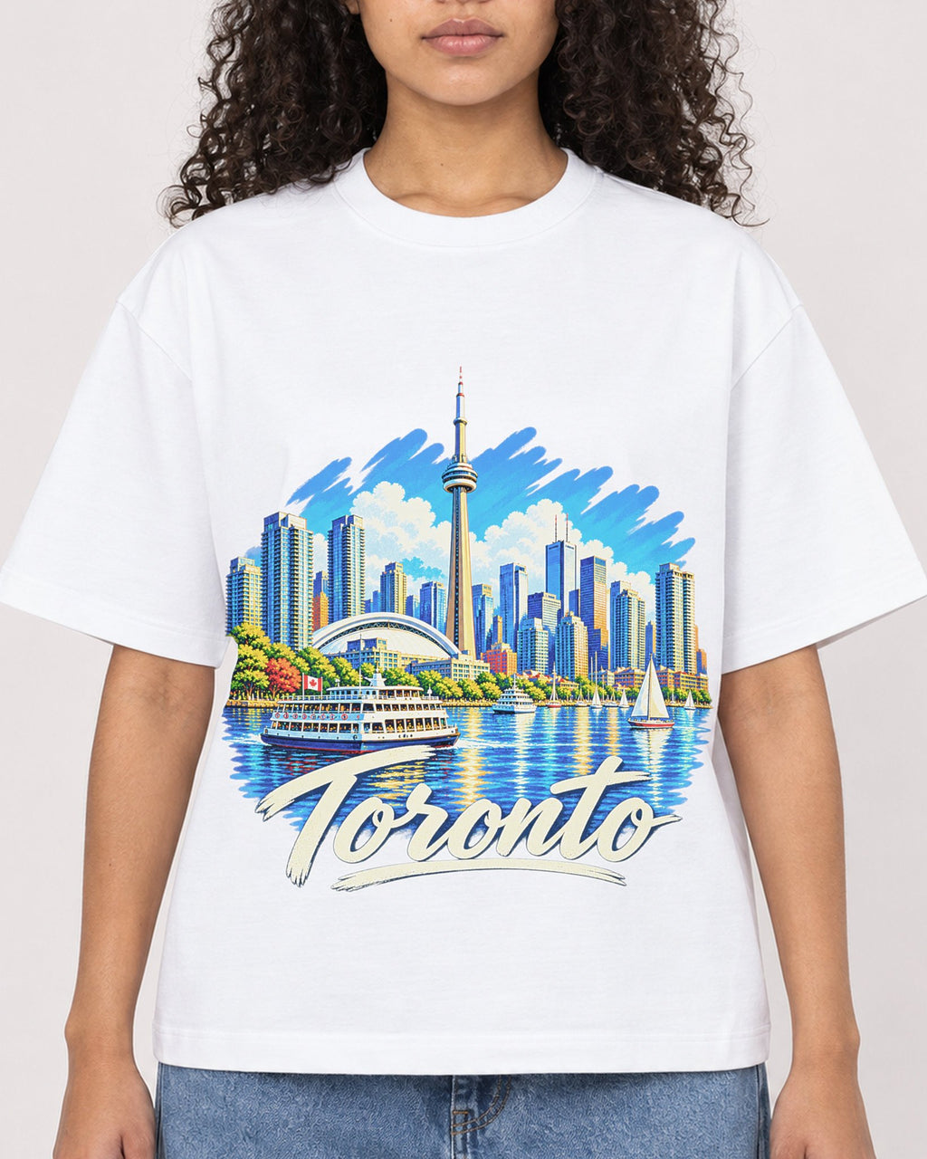 Mockup Boxy Heavyweight Tee White female close-up 10