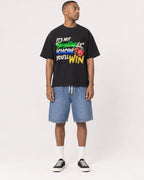 Mockup Boxy Heavyweight Tee Black male full-body 35