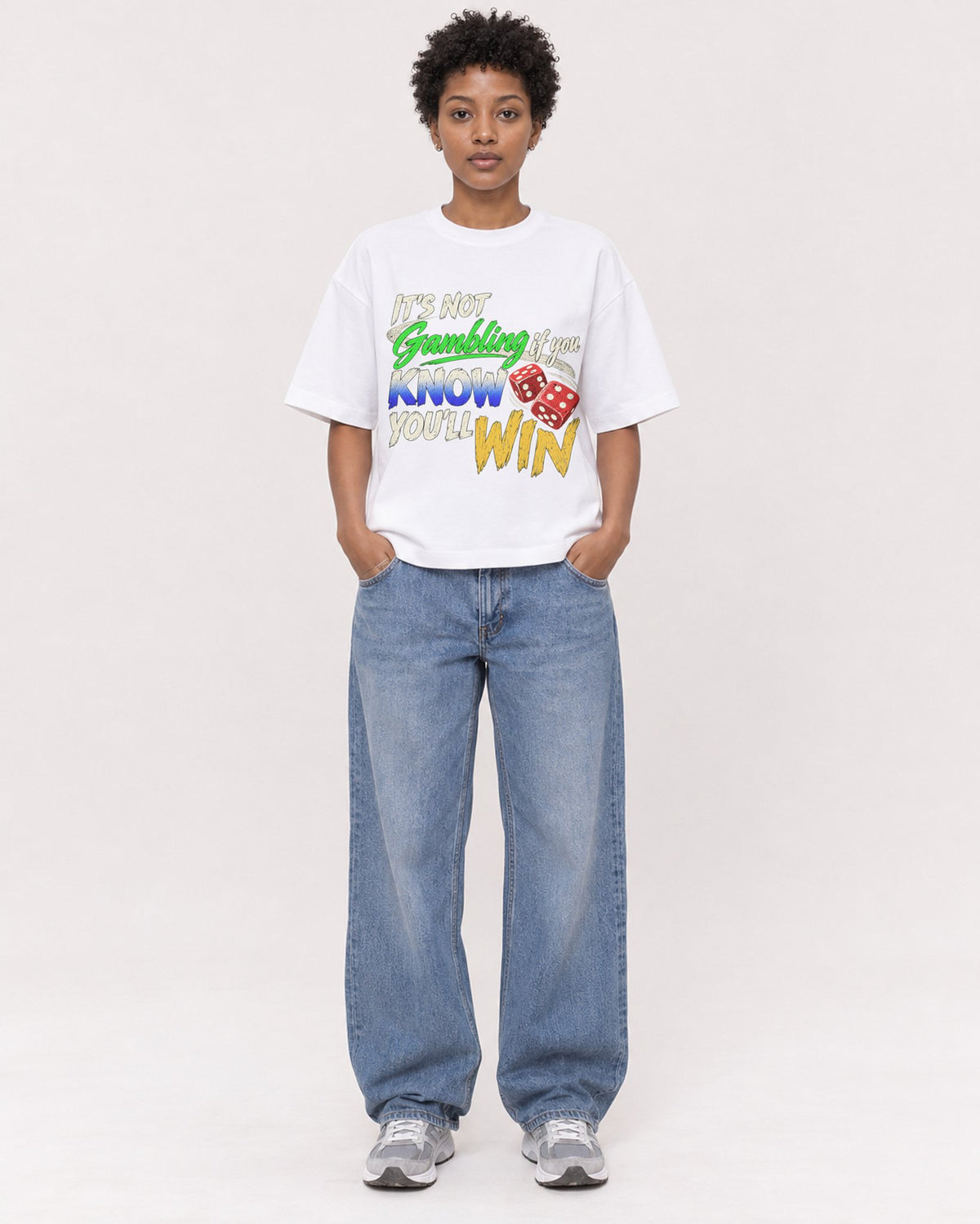 Mockup Boxy Heavyweight Tee White female full-body 35