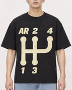 Mockup Boxy Heavyweight Tee Black male close-up 01