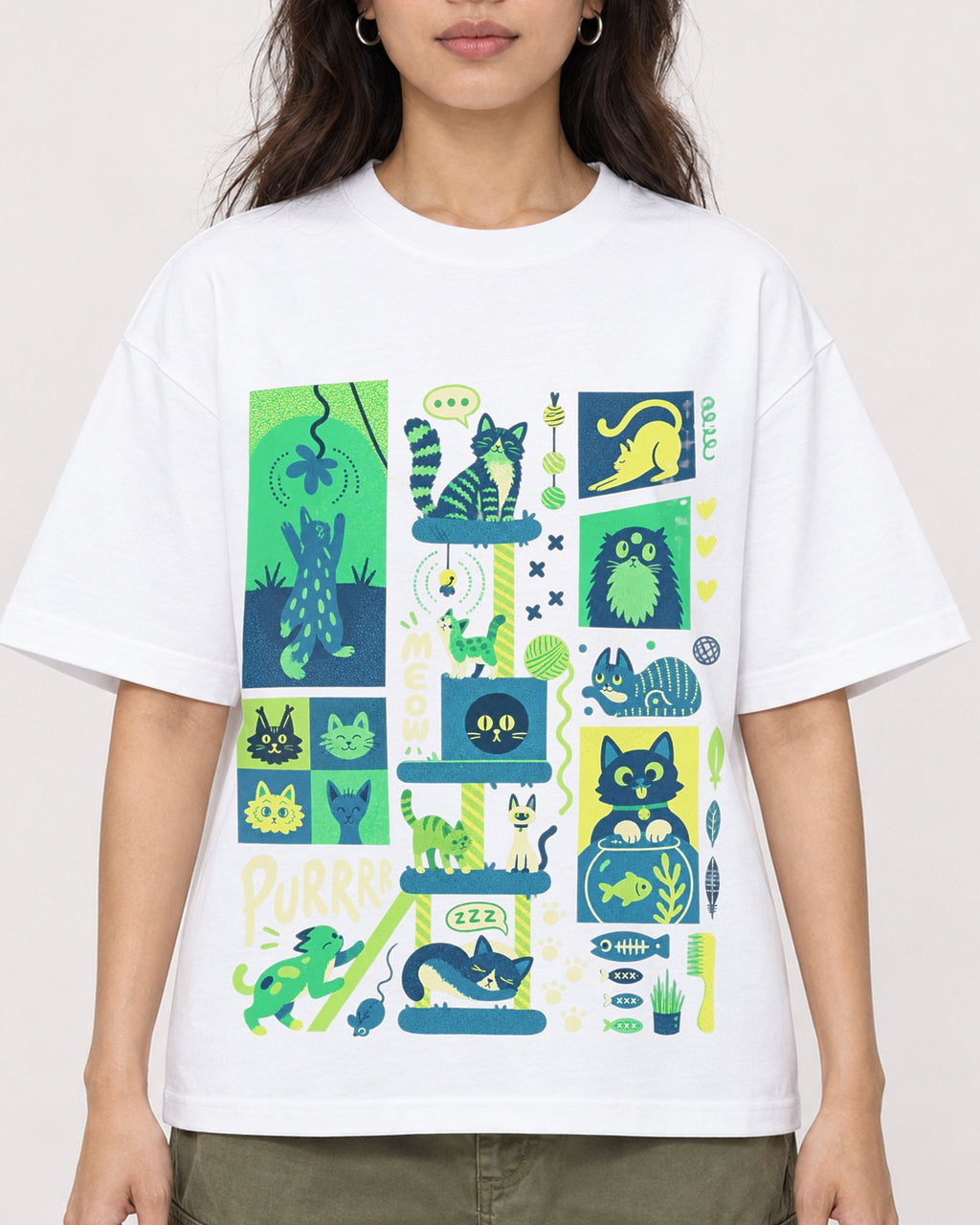 Mockup Boxy Heavyweight Tee White female close-up 02