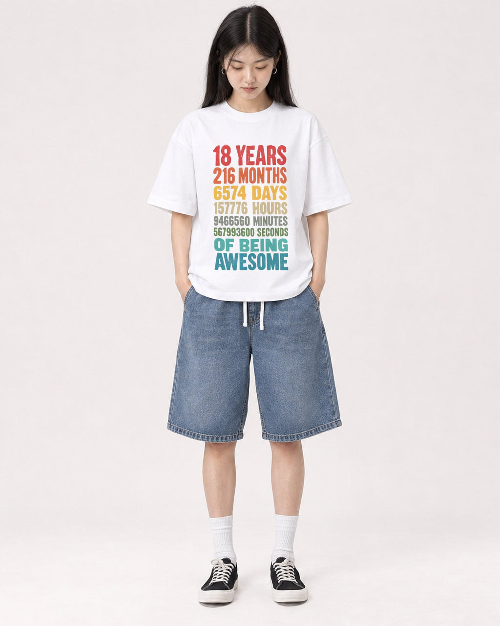 Mockup Boxy Heavyweight Tee White female full-body 01