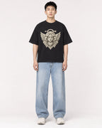 Mockup Boxy Heavyweight Tee Black male full-body 21