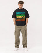 Mockup Boxy Heavyweight Tee Black male full-body 08