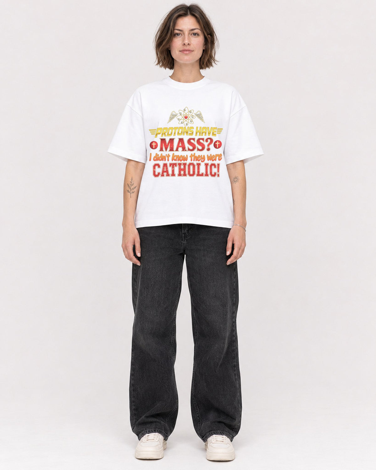 Mockup Boxy Heavyweight Tee White female full-body 18