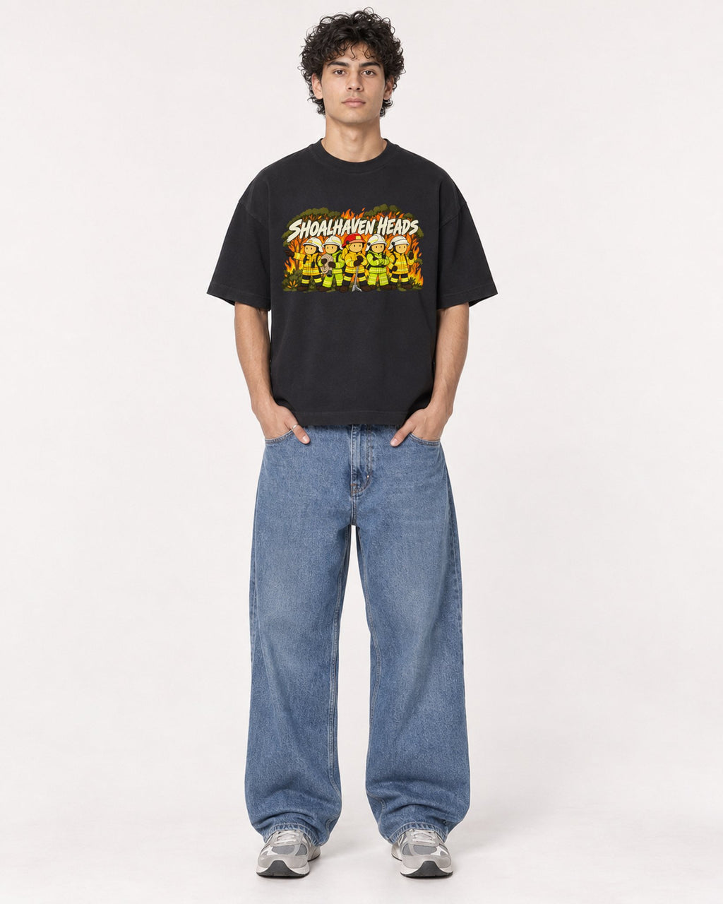 Mockup Boxy Heavyweight Tee Black male full-body 26