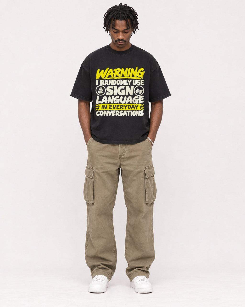Mockup Boxy Heavyweight Tee Black male full-body 04