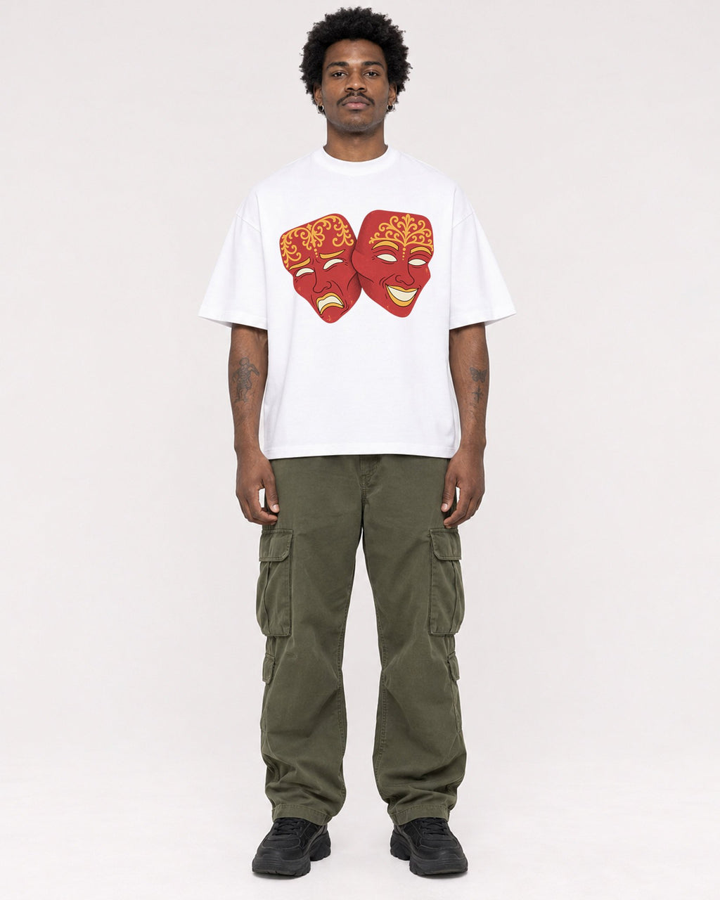 Mockup Boxy Heavyweight Tee White male full-body 24