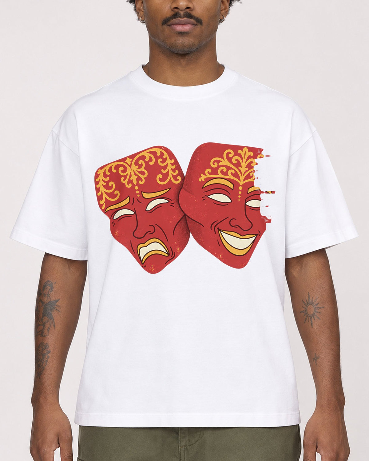Mockup Boxy Heavyweight Tee White male close-up 24