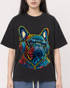 Mockup Boxy Heavyweight Tee Black female close-up 01