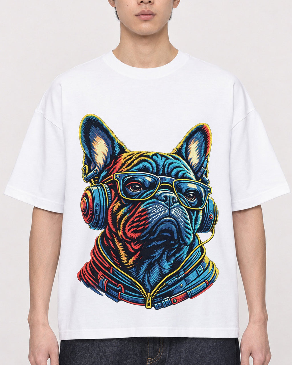 Mockup Boxy Heavyweight Tee White male close-up 01