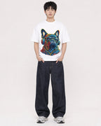 Mockup Boxy Heavyweight Tee White male full-body 01