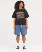 Mockup Boxy Heavyweight Tee Black female full-body 05