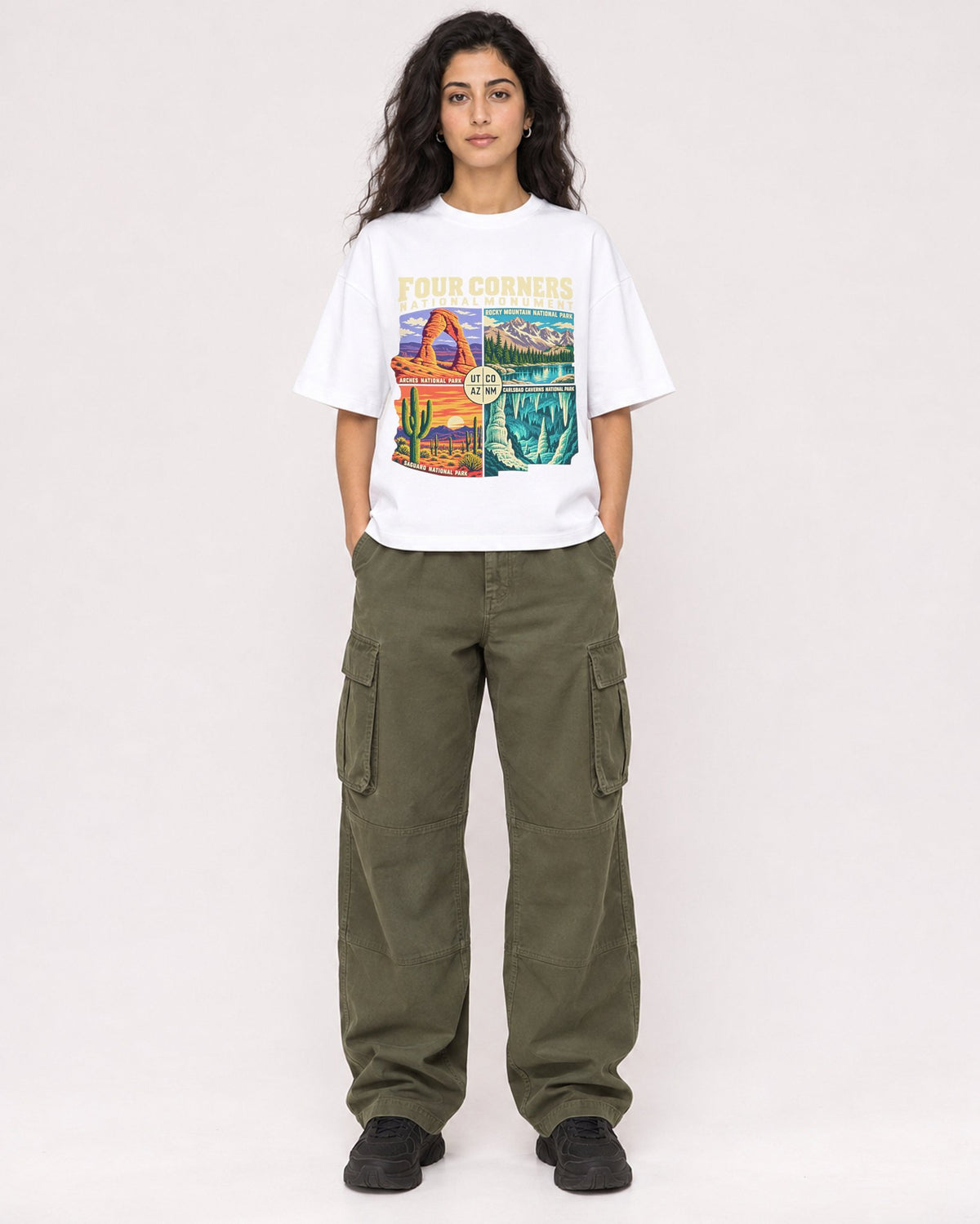 Mockup Boxy Heavyweight Tee White female full-body 07